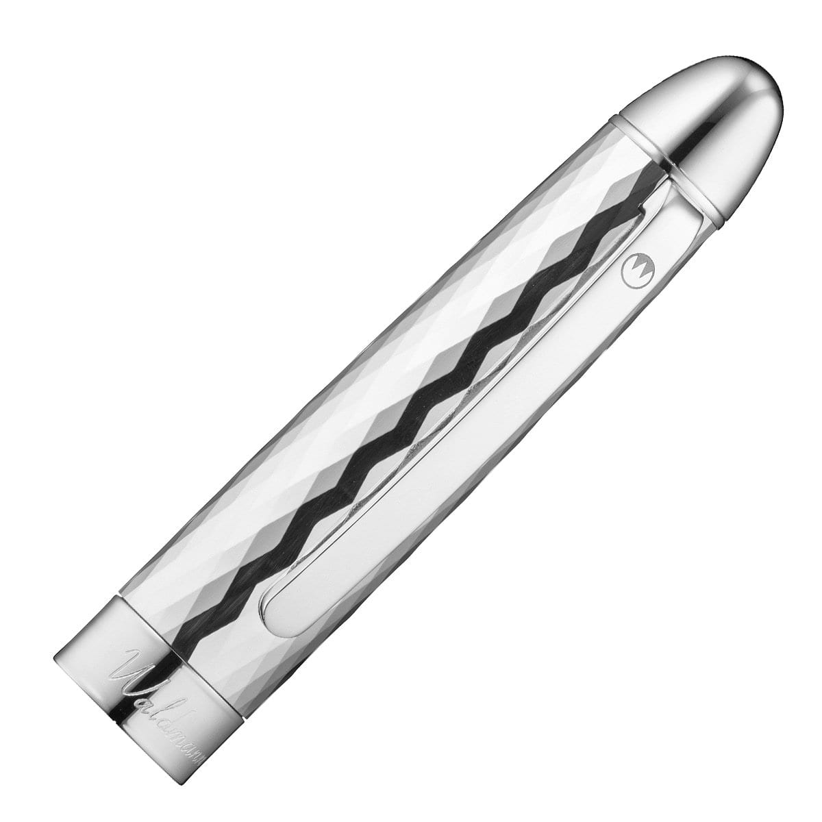 Waldmann, penna stilografica Précieux, laccata, incisione a diamante ondulata, pennino 18K, nero