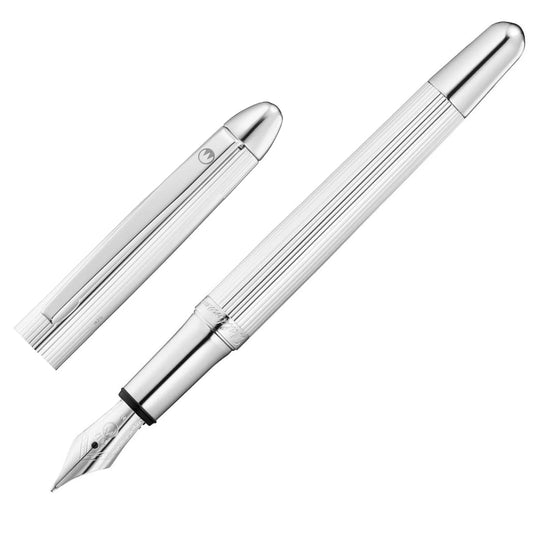 Waldmann, penna stilografica Pocket, righe, argento