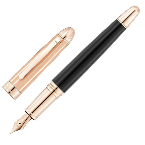 Waldmann, stylo plume Précieux, plaqué or rose, rayures mates, noir
