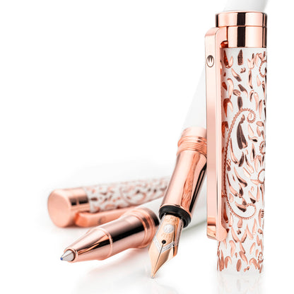 Waldmann, stylo plume Xetra Vienna Lady, or rose, plume 18 carats, blanc