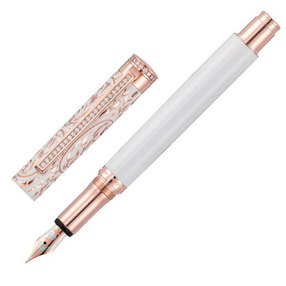 Waldmann, penna stilografica Xetra Vienna Diamond Lady, pennino 18K, bianco