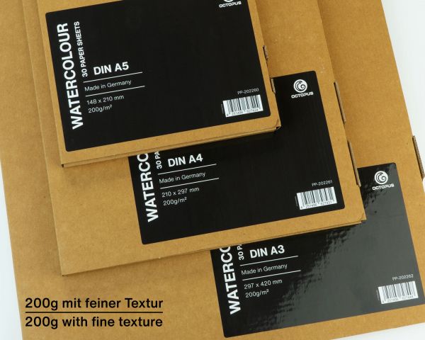 Collezione di carta per acquerello e disegno Octopus 200 g/m² 30 fogli