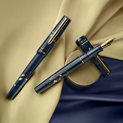Stylo-plume BENU Haute en argent/or Movie Star Haute, acier inoxydable, bleu profond