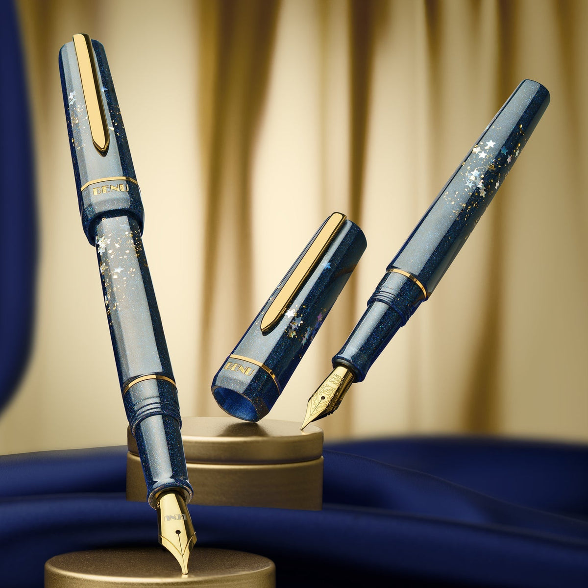 Stylo-plume BENU Haute en argent/or Movie Star Haute, acier inoxydable, bleu profond
