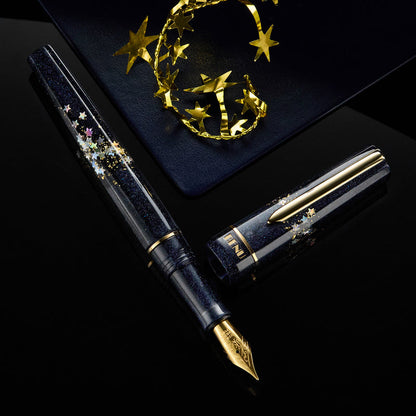 Stylo-plume BENU Haute en argent/or Movie Star Haute, acier inoxydable, bleu profond