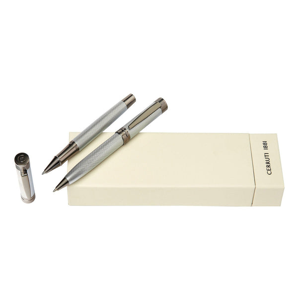 Cerruti 1881, set di penne, Zoom Diamond, cromo