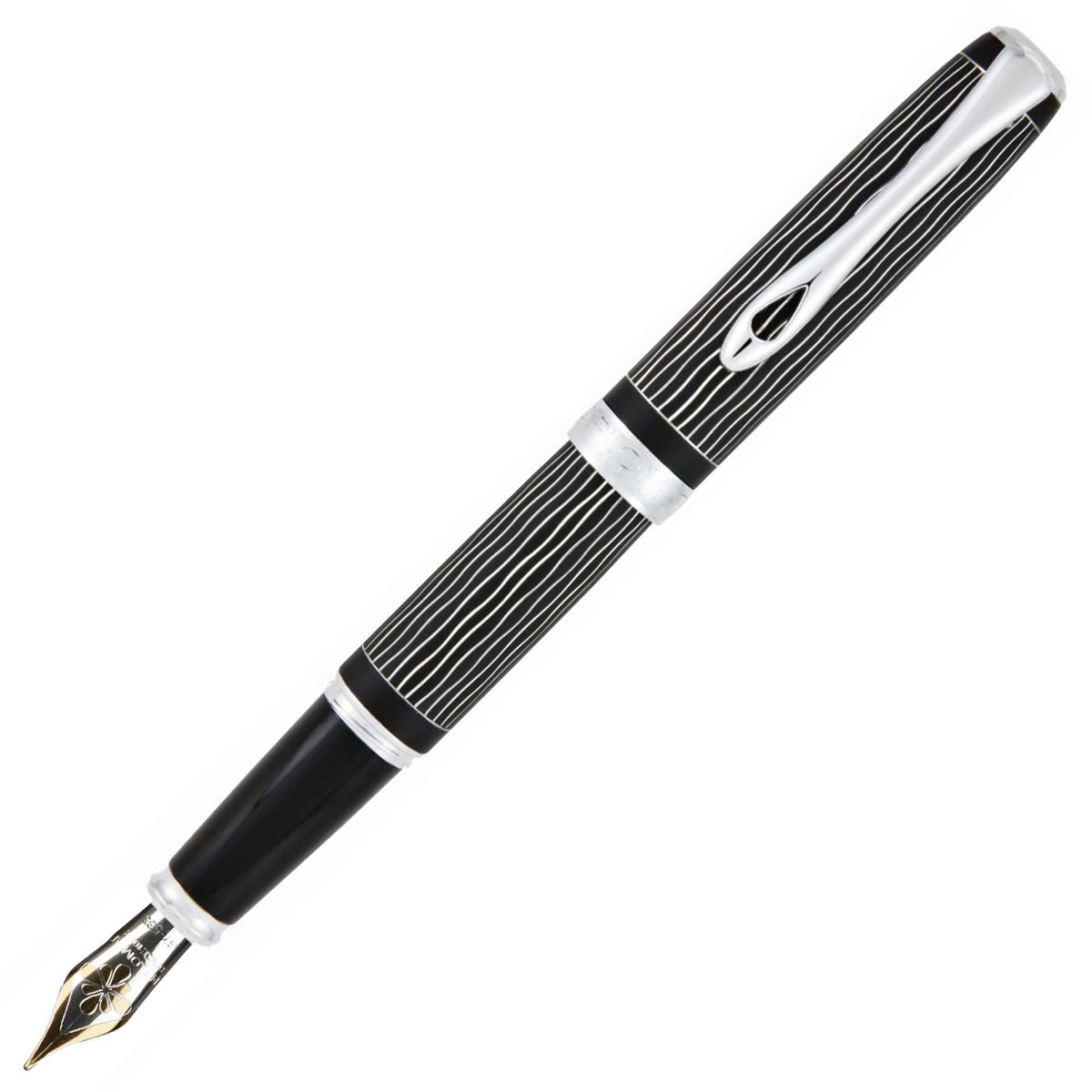 Diplomat, stylo-plume Excellence A Plus, guilloché vague, plume 14 carats, Lapis Noir