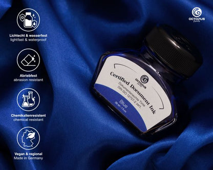 Encre de stylo-plume Octopus Fluids Document Inks bleue certifiée DIN ISO 12757-2 30 ml