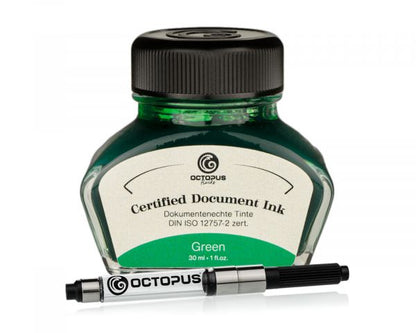 Octopus Fluids Inchiostro indelebile per penne stilografiche Document Inks Verde Certificato secondo DIN ISO 12757-2