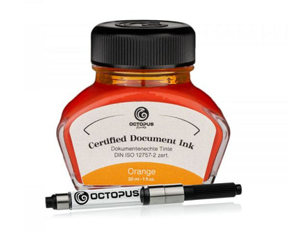 Octopus Fluids Dokumentenechte Tinte Orange mit Konverter zert. nach DIN ISO 12757-2 30 ml