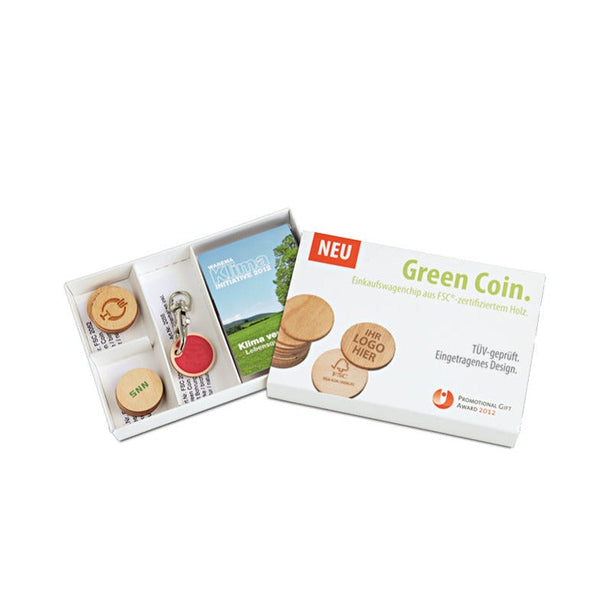 e+m Holzprodukte GmbH Einkaufswagen-Chips GREEN COIN
