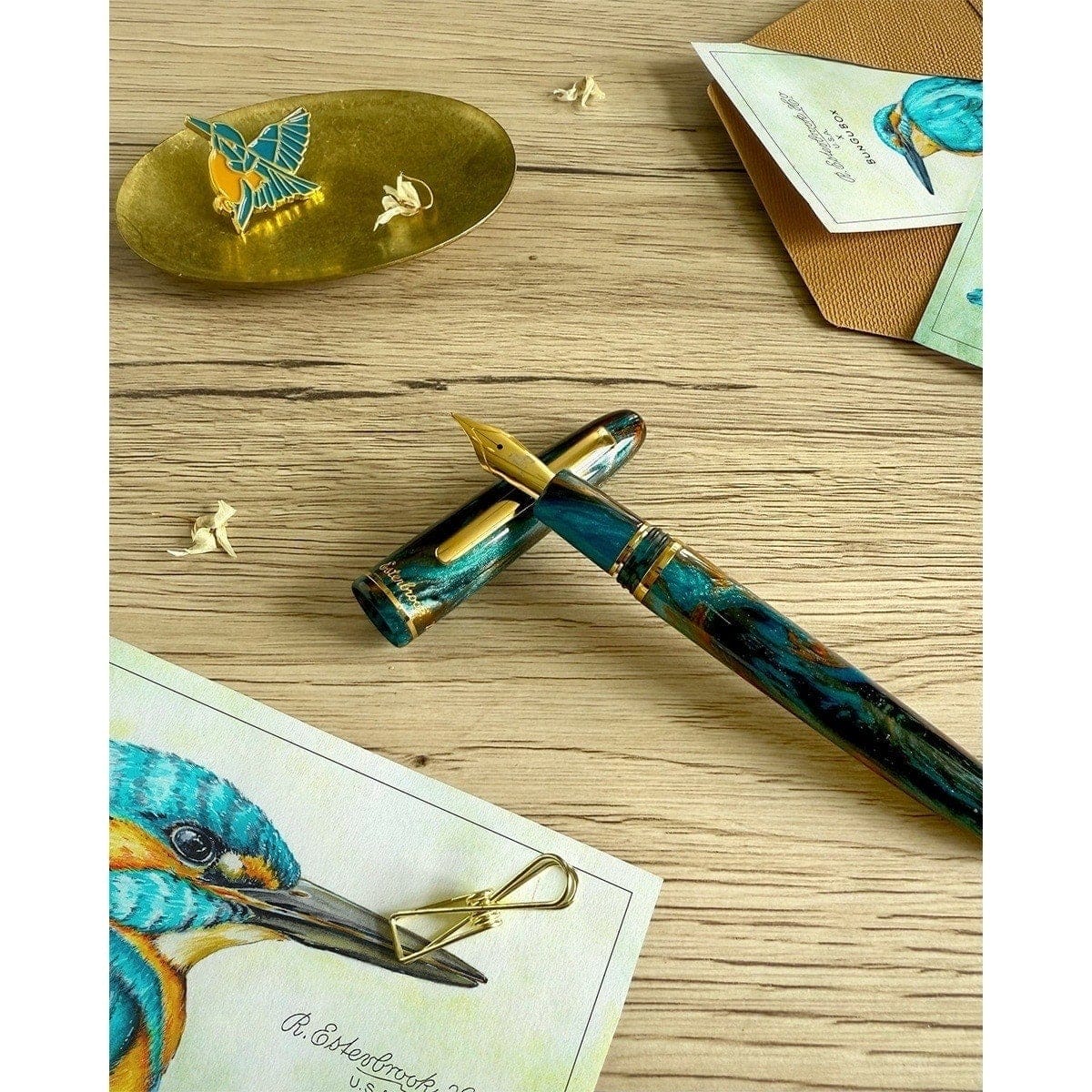 Stylo-plume Esterbrook Estie x BUNGOBOX, or, The Kingfisher, bleu