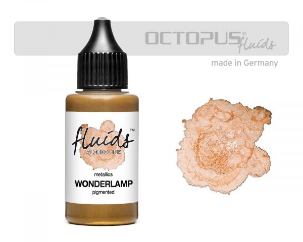 Inchiostro a base alcolica metallizzato Octopus Fluids per Fluid Art e resina Wonderlamp Gold 30 ml