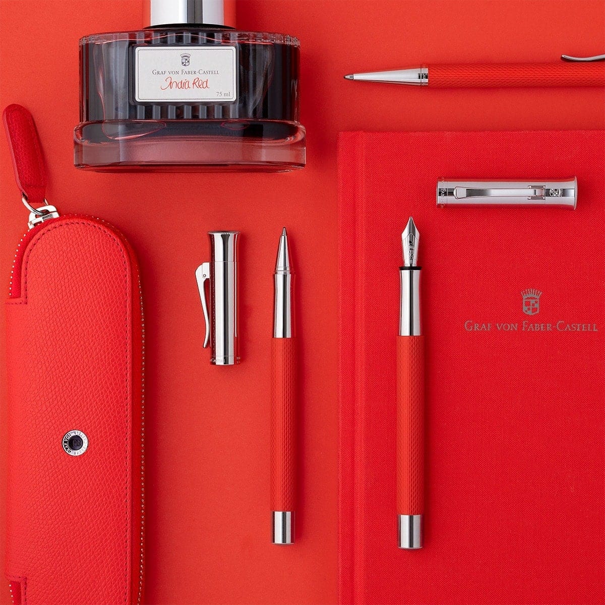 Graf von Faber-Castell, Stylo-plume Guilloche, Plume 18 carats, Rouge indien