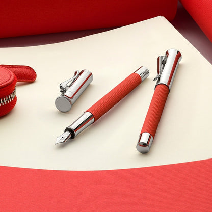 Graf von Faber-Castell, Stylo-plume Guilloche, Plume 18 carats, Rouge indien