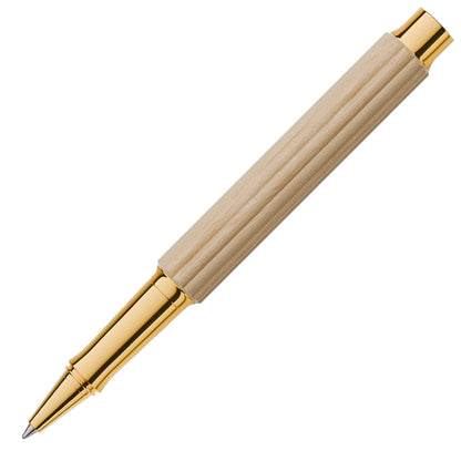 Penna roller Graf von Faber-Castell Bloom, legno di carpino, placcata oro, inchiostro, crema
