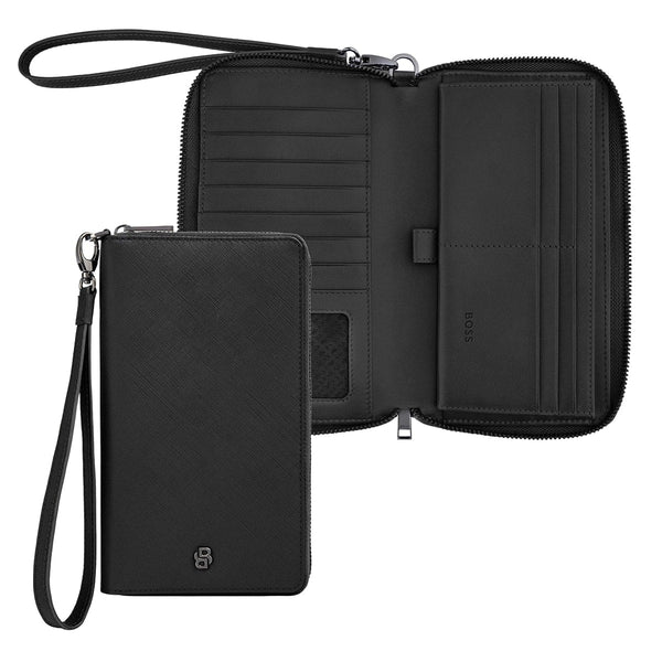 HUGO BOSS Portefeuille Double B Saffiano, couleur canon de fusil
