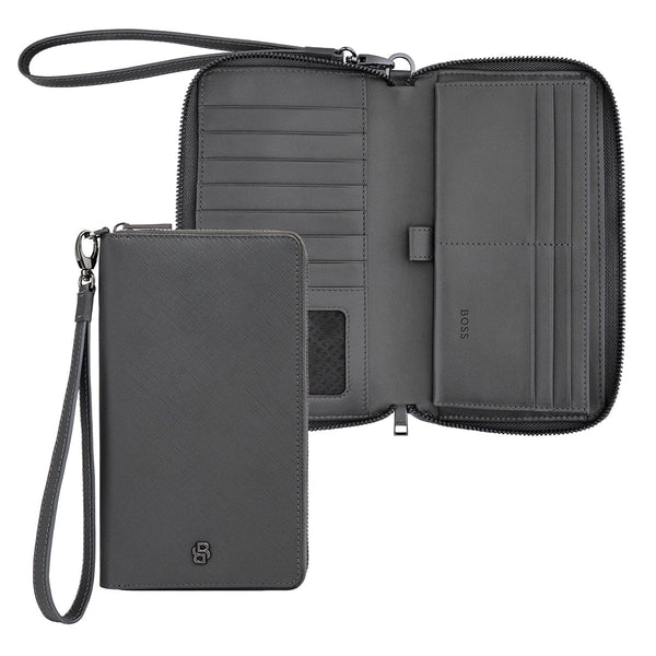HUGO BOSS Portefeuille Double B Saffiano, couleur canon de fusil