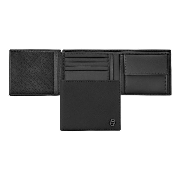 Portafoglio HUGO BOSS Double B in Saffiano, con patta, color canna di fucile