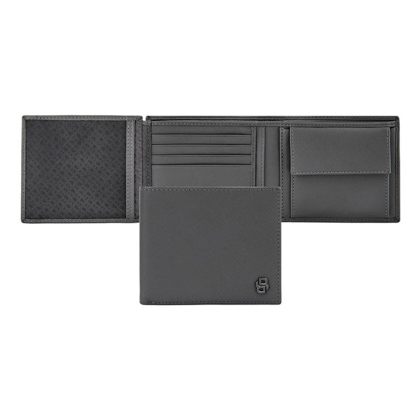 Portafoglio HUGO BOSS Double B in Saffiano, con patta, color canna di fucile
