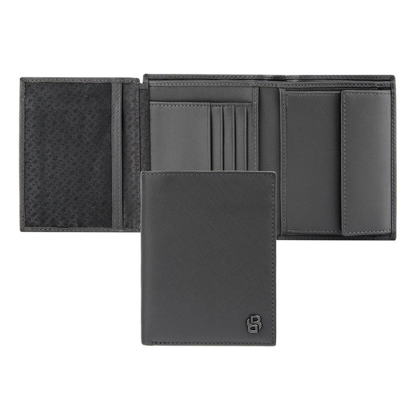 Portafoglio HUGO BOSS Double B in Saffiano, con patta, color canna di fucile