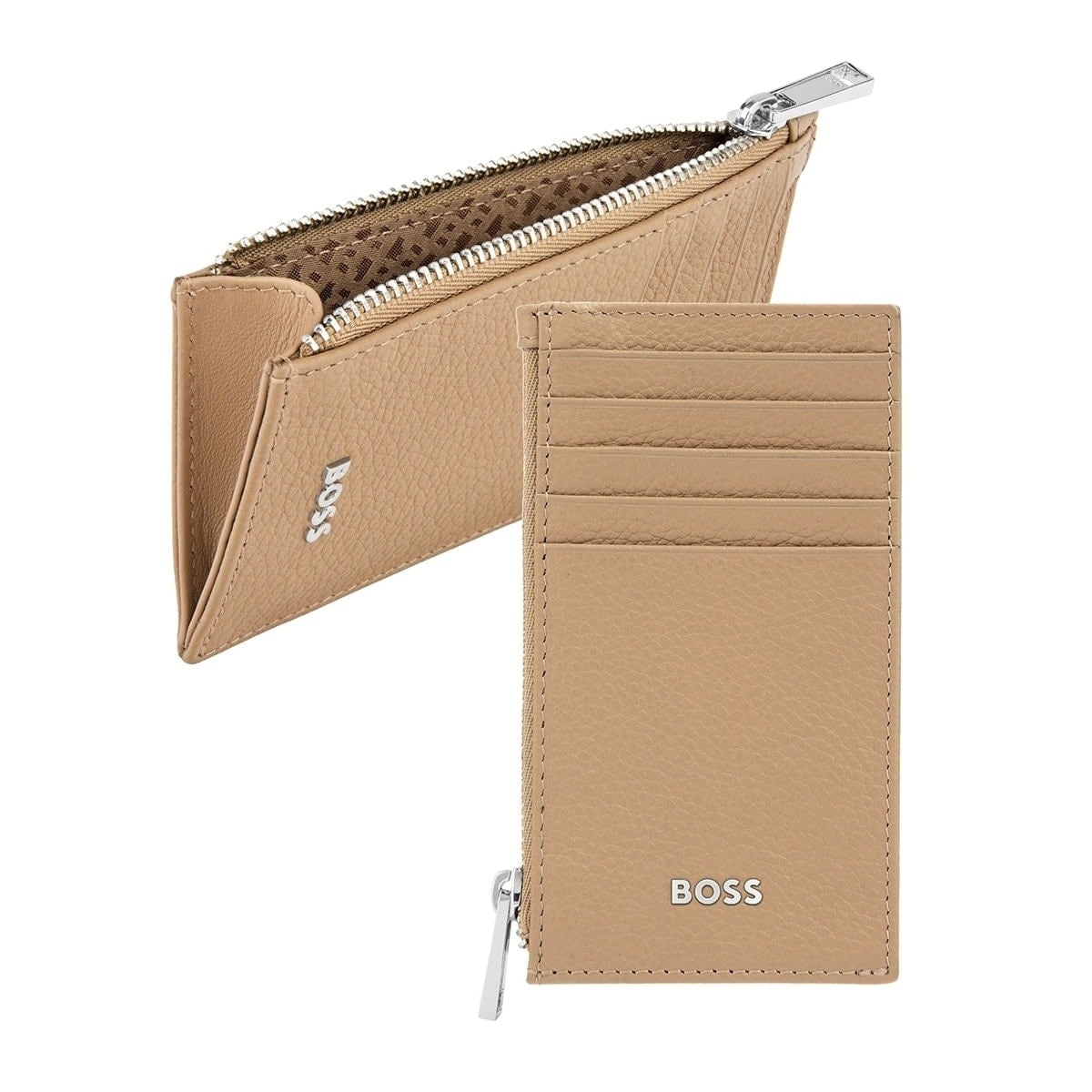 HUGO BOSS Kartenetui Classic Smooth, Zip, Camel