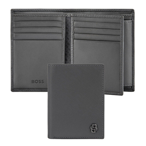 HUGO BOSS Kartenetui Double B Saffiano, Umschlag, gunmetal