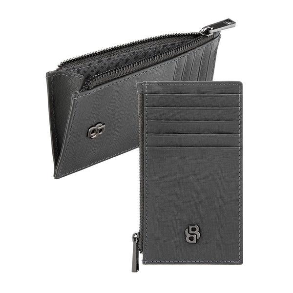HUGO BOSS Portacarte Double B Saffiano, zip, canna di fucile