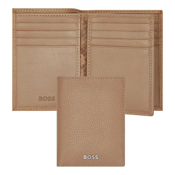 Portafoglio porta carte di credito HUGO BOSS, Classic Trifold Grained, color cammello