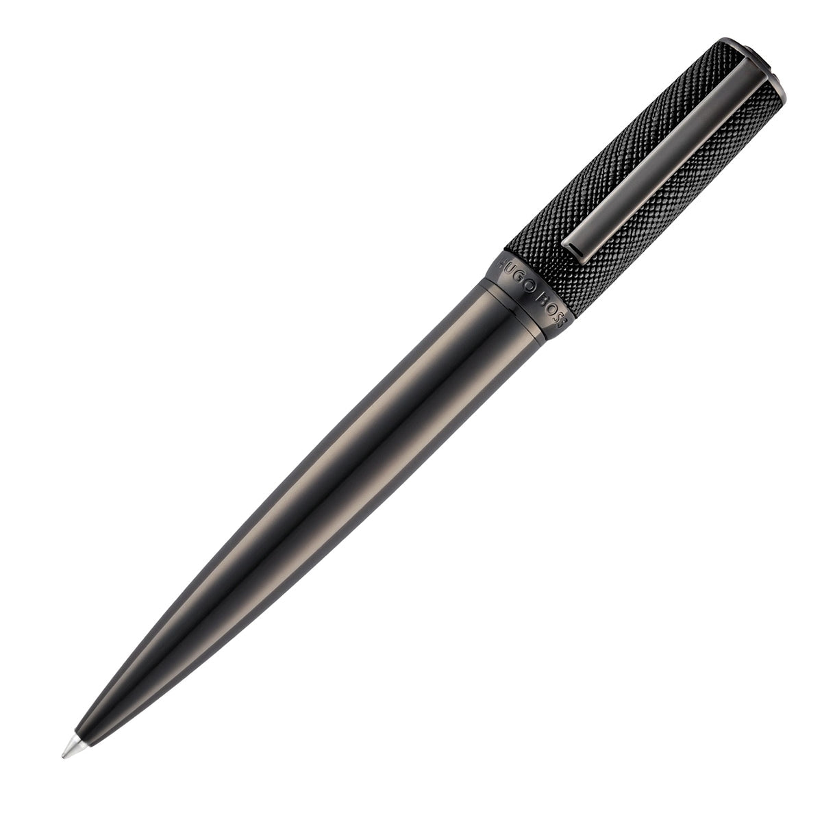 HUGO BOSS Kugelschreiber Double B Saffiano, gunmetal, Leder, gunmetal