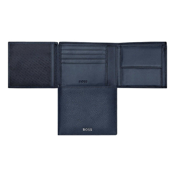 HUGO BOSS, portefeuille, cuir grainé, marine