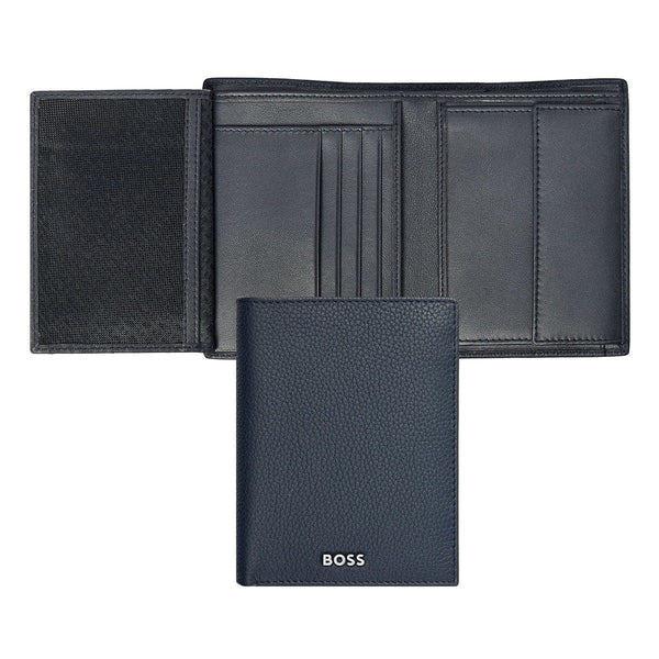 HUGO BOSS, portefeuille, cuir grainé, marine