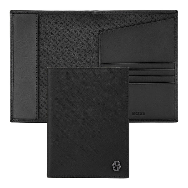 Portafoglio da viaggio HUGO BOSS Double B in Saffiano, canna di fucile