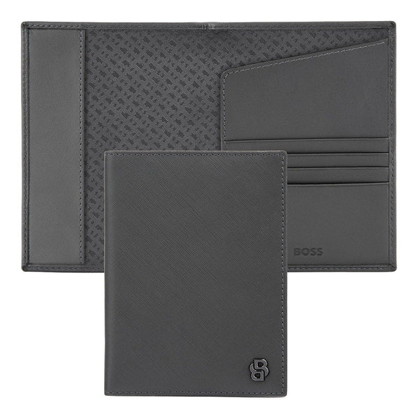 HUGO BOSS Porte-documents de voyage Double B Saffiano, bronze