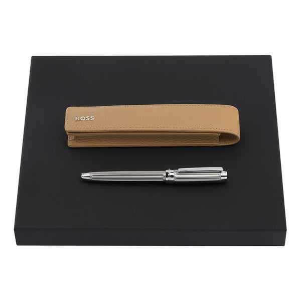 Coffret cadeau stylos HUGO BOSS : roller et étui (Beam, chrome)