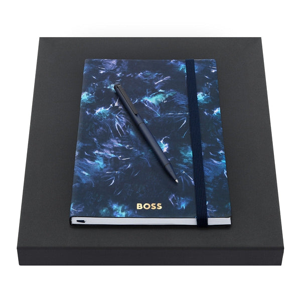 Penna a sfera HUGO BOSS, taccuino A5 Cloud A5, blu