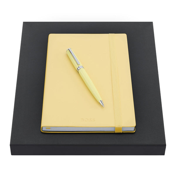 Stylo bille HUGO BOSS, carnet A5 Gear A5, jaune clair
