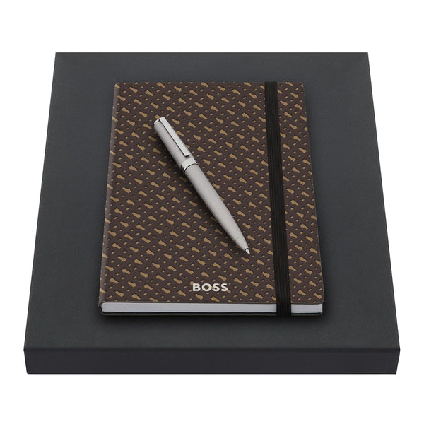 Stylo-bille HUGO BOSS, carnet A5 Gear A5, gris