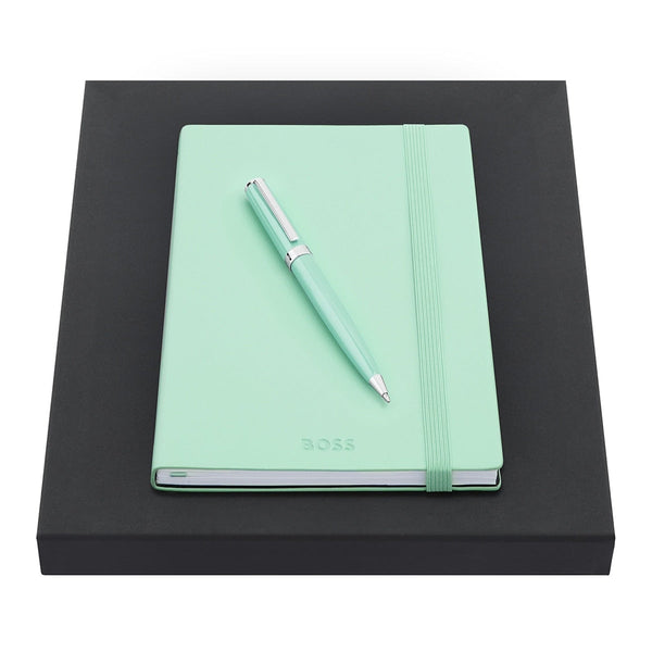 Stylo bille HUGO BOSS, carnet A5 Gear A5, vert clair