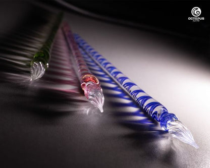Set da scrittura Octopus Fluids con penna in vetro di Lauscha, inchiostri Write & Draw pigmentati e resistenti all'acqua, realizzati a mano