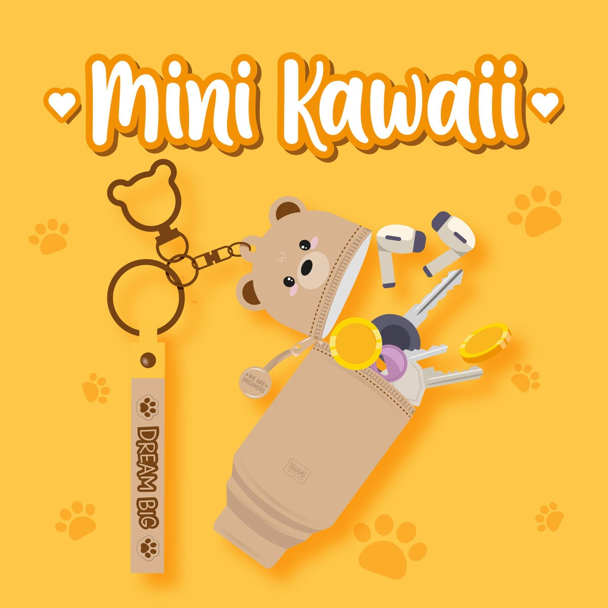 Teddy Bear Coin Purse with Key Ring - Mini Kawaii