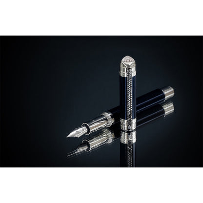 Penna stilografica Maybach con 100 diamanti, 18 kt, blu