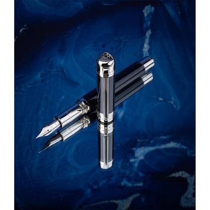 Stilografica Maybach The Peak I Lustrous - Platinum, 18Kt, lacca blu nautico