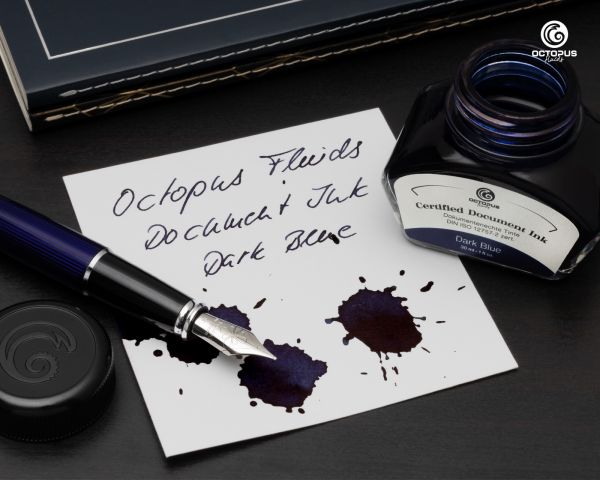 Octopus Fluids Encre indélébile pour stylo-plume Document Inks Bleu foncé certifiée DIN ISO 12757-2