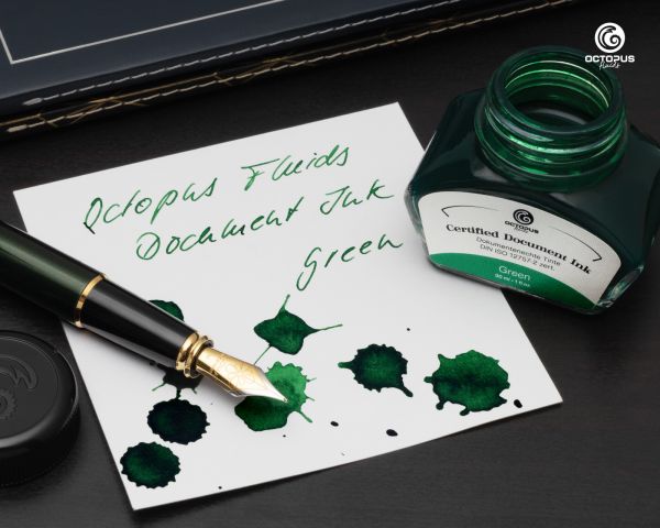 Octopus Fluids Inchiostro indelebile per penne stilografiche Document Inks Verde Certificato secondo DIN ISO 12757-2