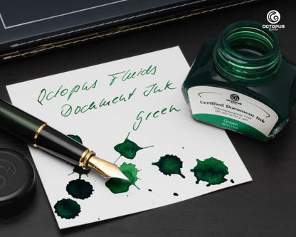 Octopus Fluids Inchiostro indelebile per penne stilografiche Document Inks Verde Certificato secondo DIN ISO 12757-2