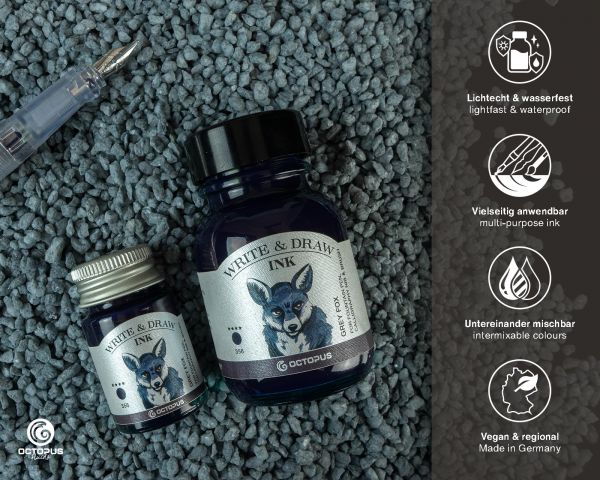 Inchiostro per scrittura e disegno Octopus Write & Draw 356 Grey Fox Grigio