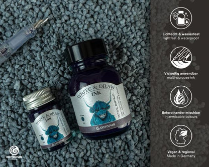 Inchiostro per scrittura e disegno Octopus Fluids Write & Draw Ink Petrol Buffalo