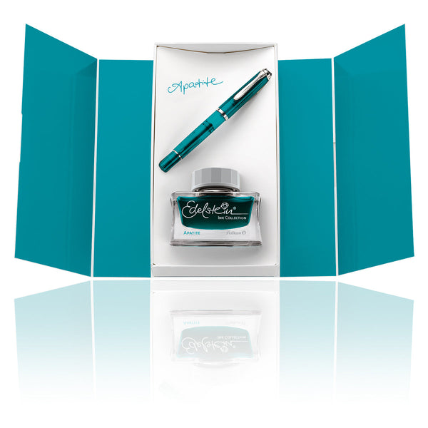 Set stilografica Pelikan M205 Apatite + calamaio incl. inchiostro Edelstein blu
