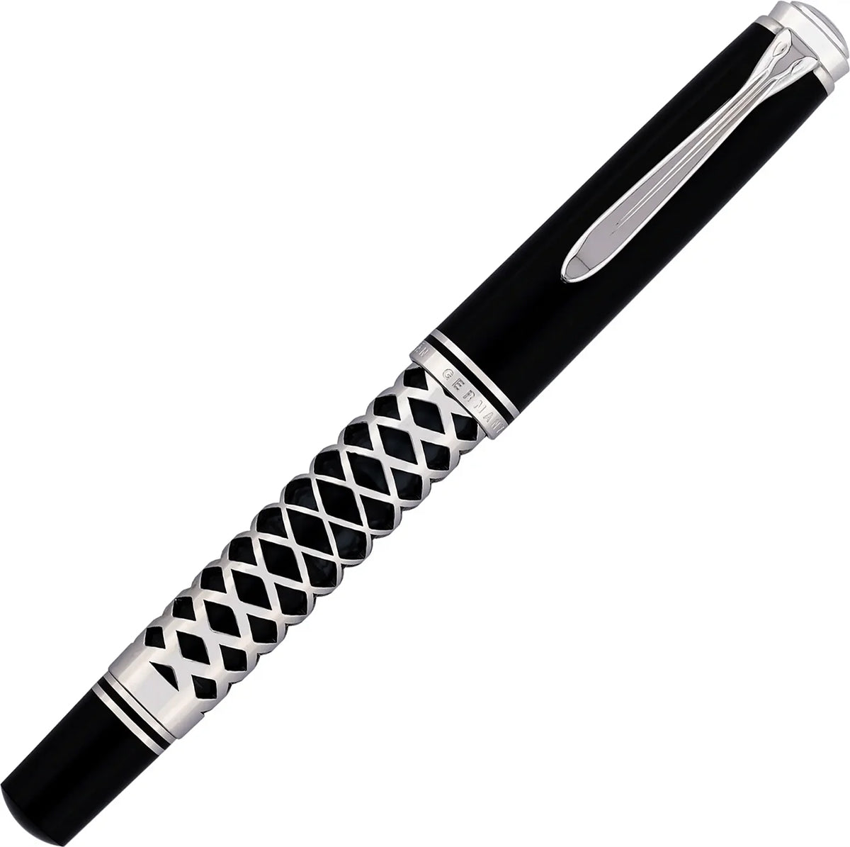Pelikan Füller Souverän M805, silber, Metal Sleeve, 18 Kt. Goldfeder, schwarz